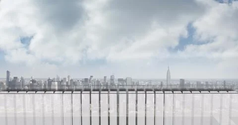 Image of data processing over cityscape Illustrazione stock