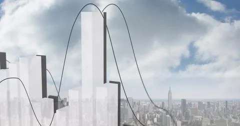 Image of data processing over cityscape Stock Illustration