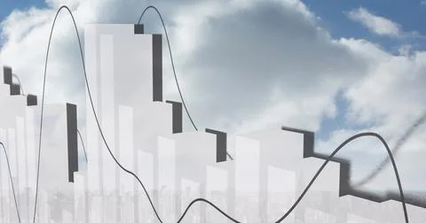 Image of data processing over cityscape Illustrazione stock