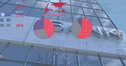 Image of data processing over cityscape Stock Illustration