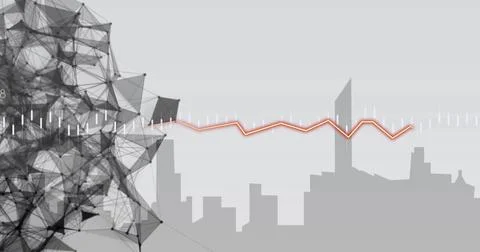 Image of data processing over cityscape Stock Illustration