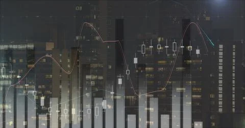 Image of data processing over cityscape イラスト素材