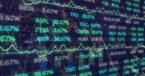 Image of data processing over cityscape Stock Illustration