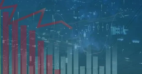 Image of data processing over cityscape Stockillustratie