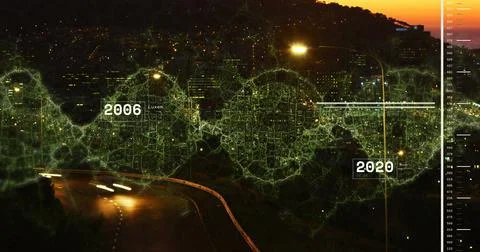 Image of data processing over cityscape 写真素材