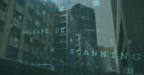 Image of data processing over cityscape Stockfoto's