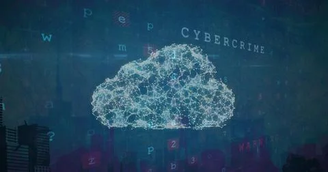 Image of data processing over cloud icon Stock Illustration