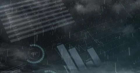 Image of data processing over clouds Stockillustratie