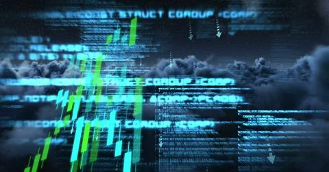 Image of data processing over clouds 스톡 사진