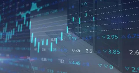 Image of data processing over computer servers Stock Illustration