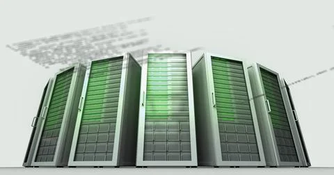 Image of data processing over computer servers Stock Illustration