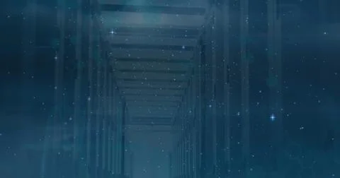 Image of data processing over computer servers Illustrazione stock