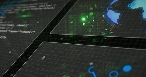 Image of data processing over computer servers Illustrazione stock