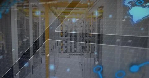 Image of data processing over computer servers Stock Illustration