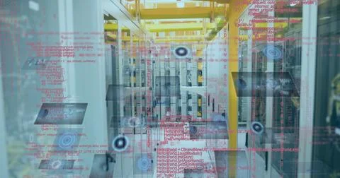 Image of data processing over computer servers Stock Illustration