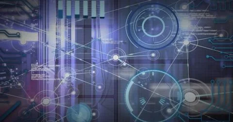 Image of data processing over computer servers Illustrazione stock