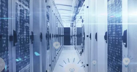 Image of data processing over computer servers イラスト素材