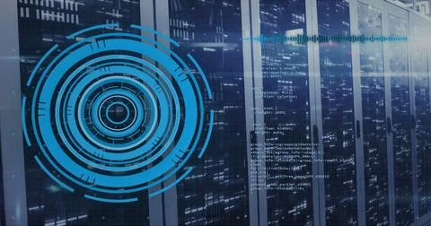 Image of data processing over computer servers Stock Illustration