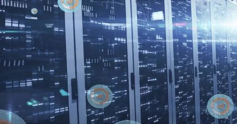 Image of data processing over computer servers Illustrazione stock