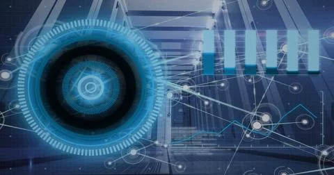 Image of data processing over computer servers 스톡 일러스트