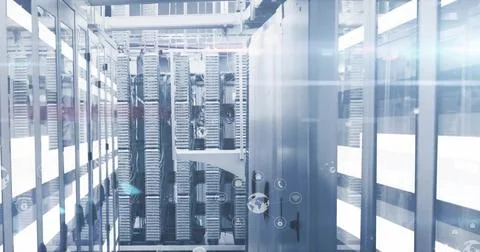 Image of data processing over computer servers Stockillustratie