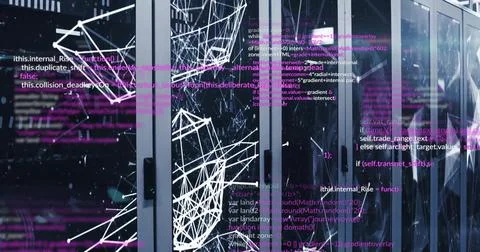 Image of data processing over computer servers Stock Illustration