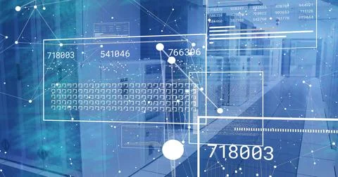 Image of data processing over computer servers Illustrazione stock