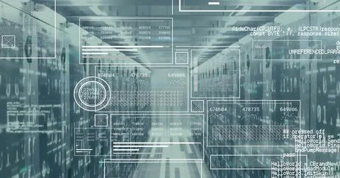 Image of data processing over computer servers Stock Illustration