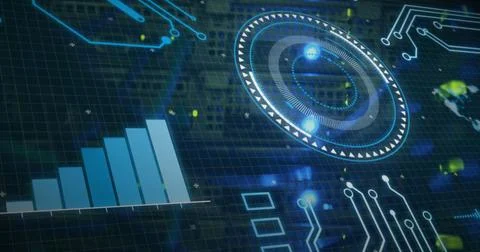 Image of data processing over computer wires Stock Illustration