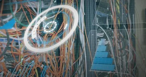 Image of data processing over computer wires Stock Illustration