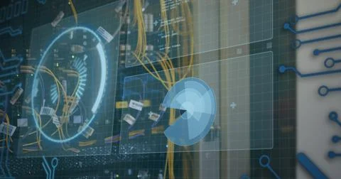 Image of data processing over computer wires Stockillustratie