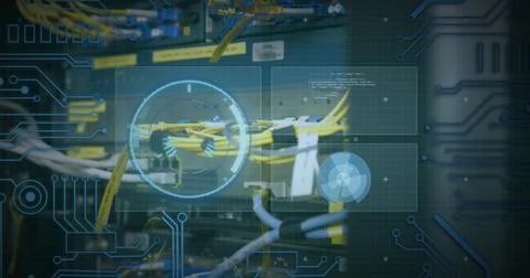 Image of data processing over computer wires Stock Illustration