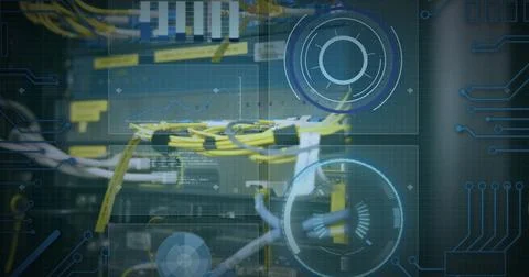 Image of data processing over computer wires Stock Illustration