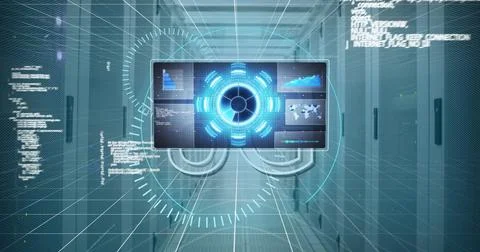 Image of data processing over computer wires Stockillustratie