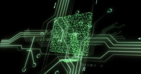 Image of data processing over computer Stock Photos