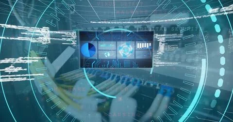 Image of data processing over computer wires 스톡 사진