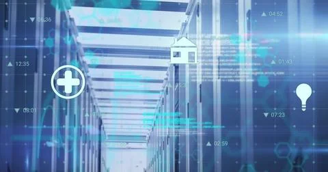 Image of data processing over computer servers 写真素材