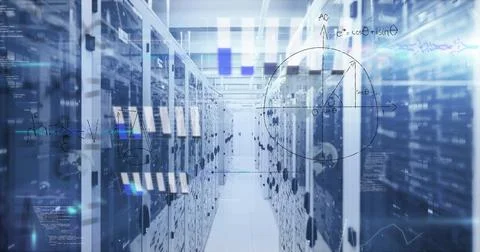 Image of data processing over computer servers Stock Photos