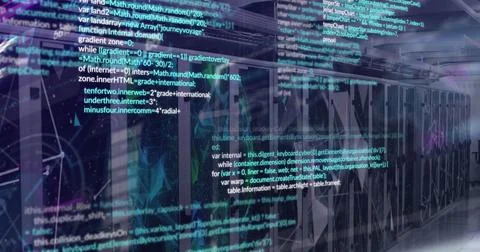 Image of data processing over computer servers Stock Photos