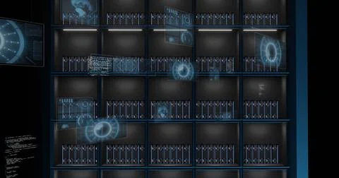 Image of data processing over computer servers Stock Photos