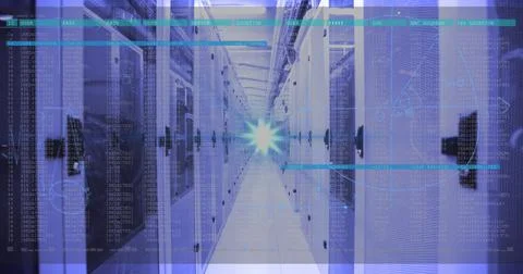Image of data processing over computer servers Stock Photos