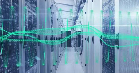 Image of data processing over computer servers Foto stock