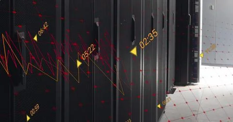 Image of data processing over computer servers Foto stock