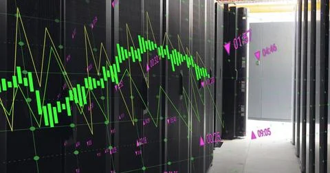 Image of data processing over computer servers Foto stock