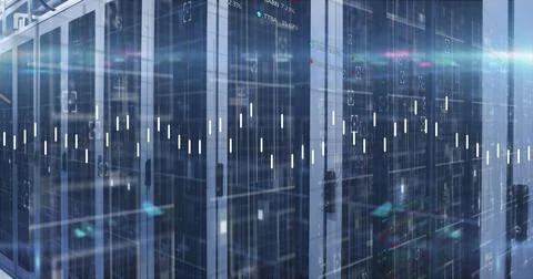 Image of data processing over computer servers Foto stock