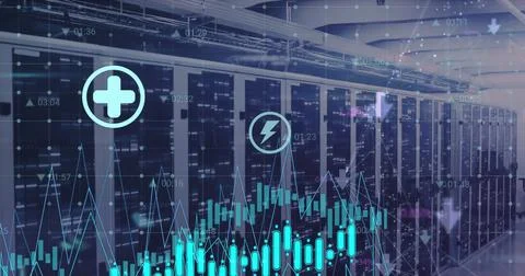 Image of data processing over computer servers Stock Photos