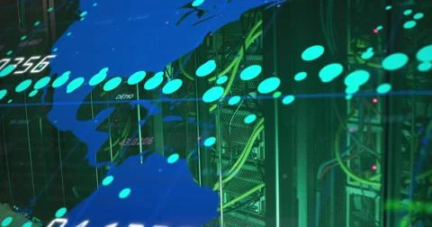 Image of data processing over computer servers Stock Photos