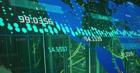 Image of data processing over computer servers Foto stock