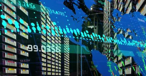 Image of data processing over computer servers Foto stock