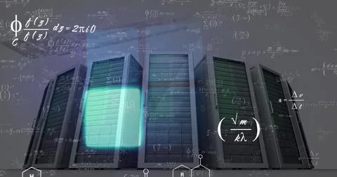 Image of data processing over computer servers Foto stock